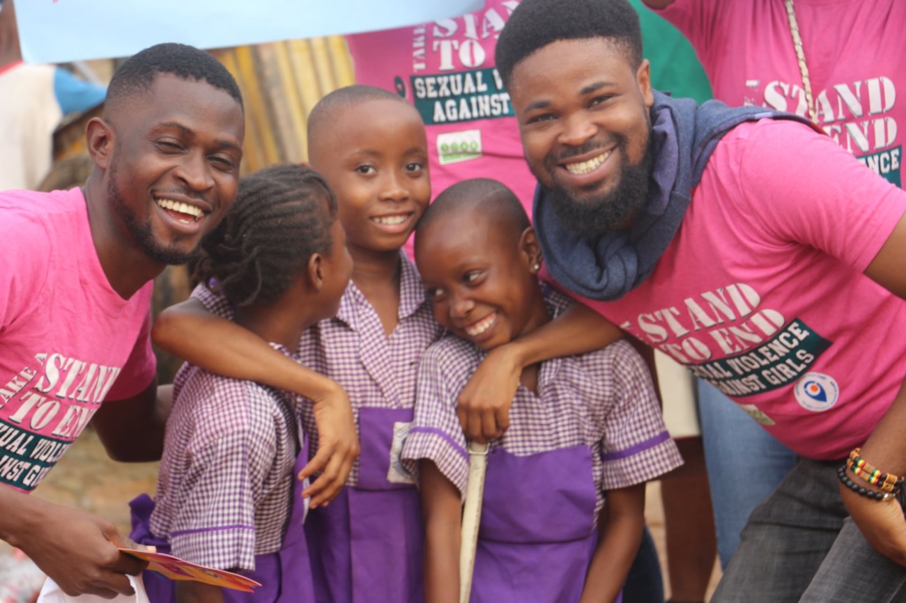 SOAR team with schoolchildren during an outreach